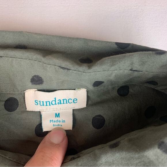 Sundance size medium Green polka dot Tunic Curved Hemline relaxed casual - Picture 4 of 10